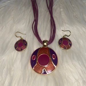 Purple Matching Necklace and Earrings